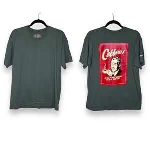 Army Olive Green Coffee T Shirt Back Graphic Short Sleeve Crew Neck Men Large
